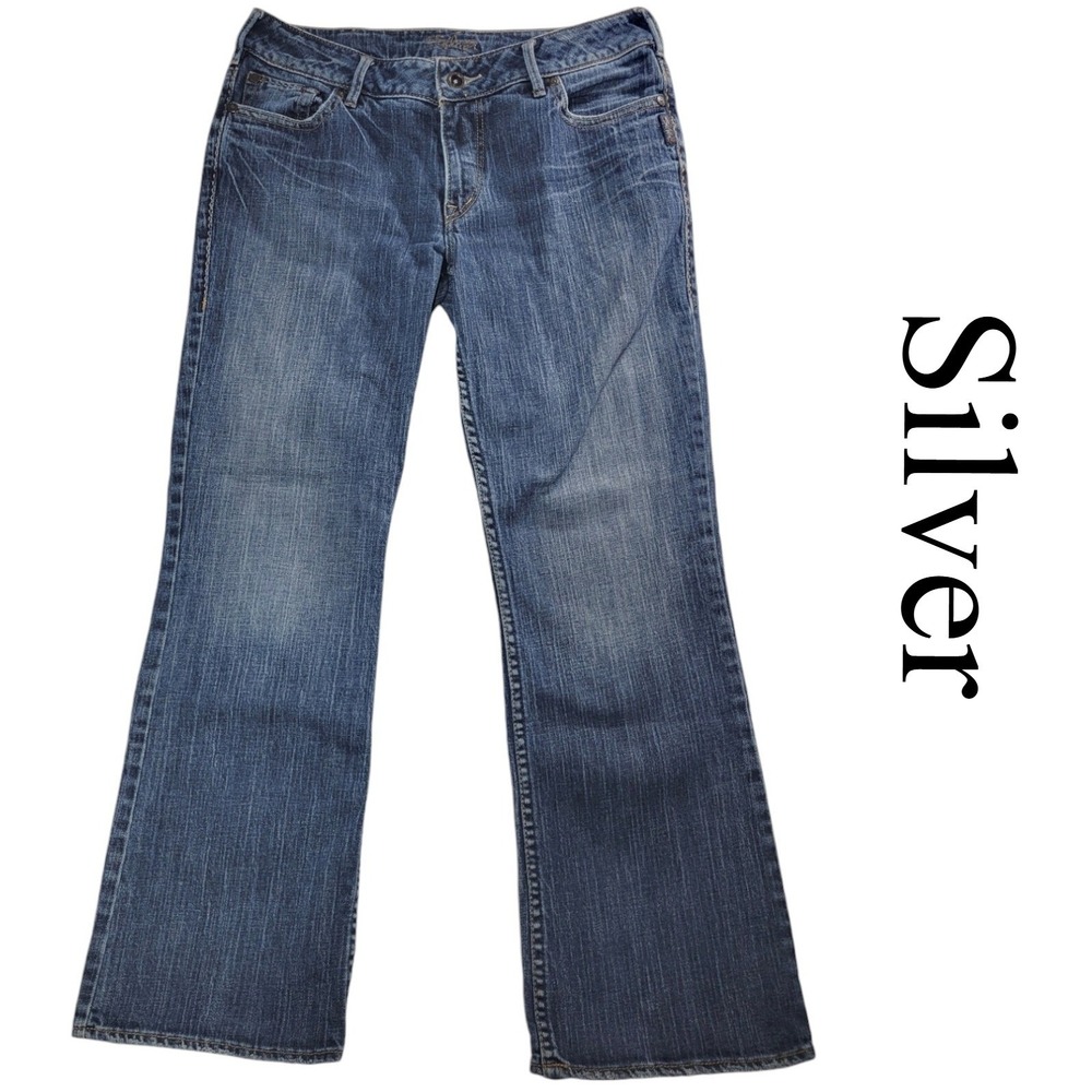 Silver Jeans Julia Jeans Womens 32 Blue Cotton Flare Leg Mid Rise Y2K Boho Denim